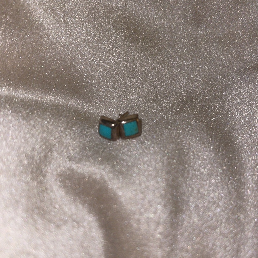 Sterling Silver - Vintage Turquoise Square Earring Set. No Backs. (See Photos)